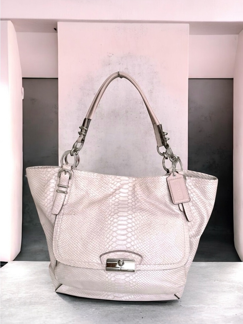 🆕 Coach Kristin Python Large Tote Shoulder Bag Snakeskin